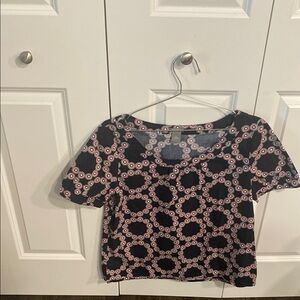 Ann Taylor Black and Pink Patterned Women's Top Size 14